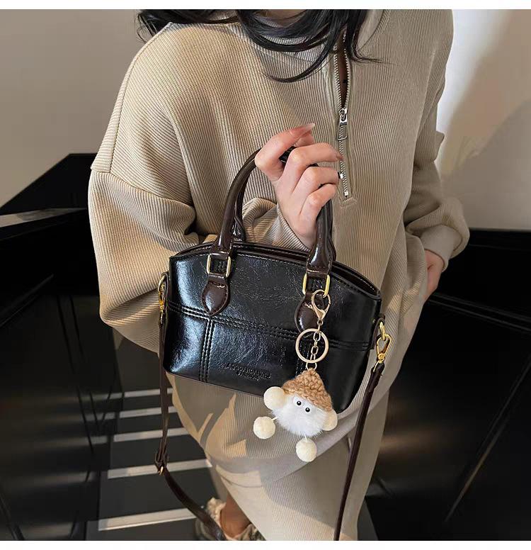 

Высококачественная Текстура Контрастный Цвет Портативная Сумка-Ведро Женская Модная Универсальная Для Поездок Cross-body Маленькая 19x8x13 чёрный