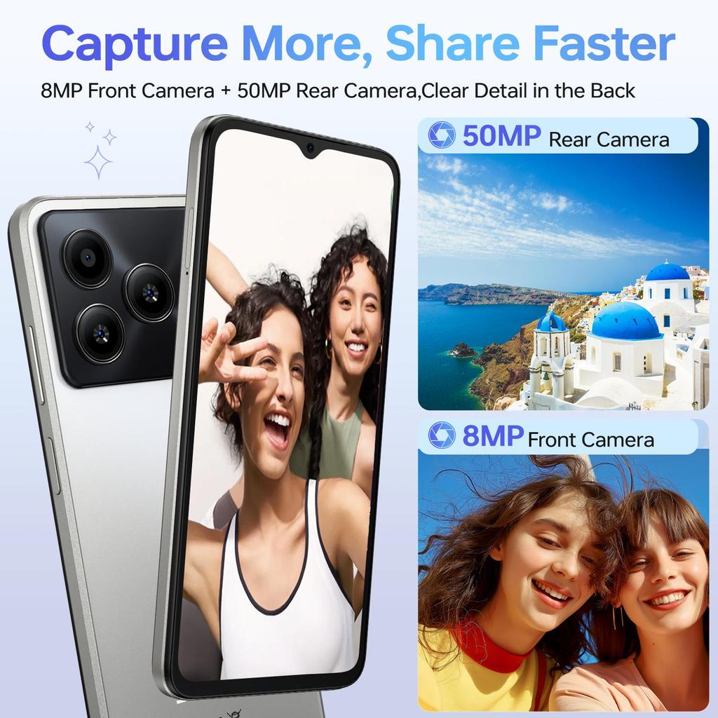 DOOGEE Note56Plus Andriod 16 Entsperrtes Telefon, 48GB+256GB/2TB Smartphone, Octa Core 6.56" HD+ 90Hz Mobil 6150mAh, 50MP+8MP, Handy 8.45mm Ultradünn