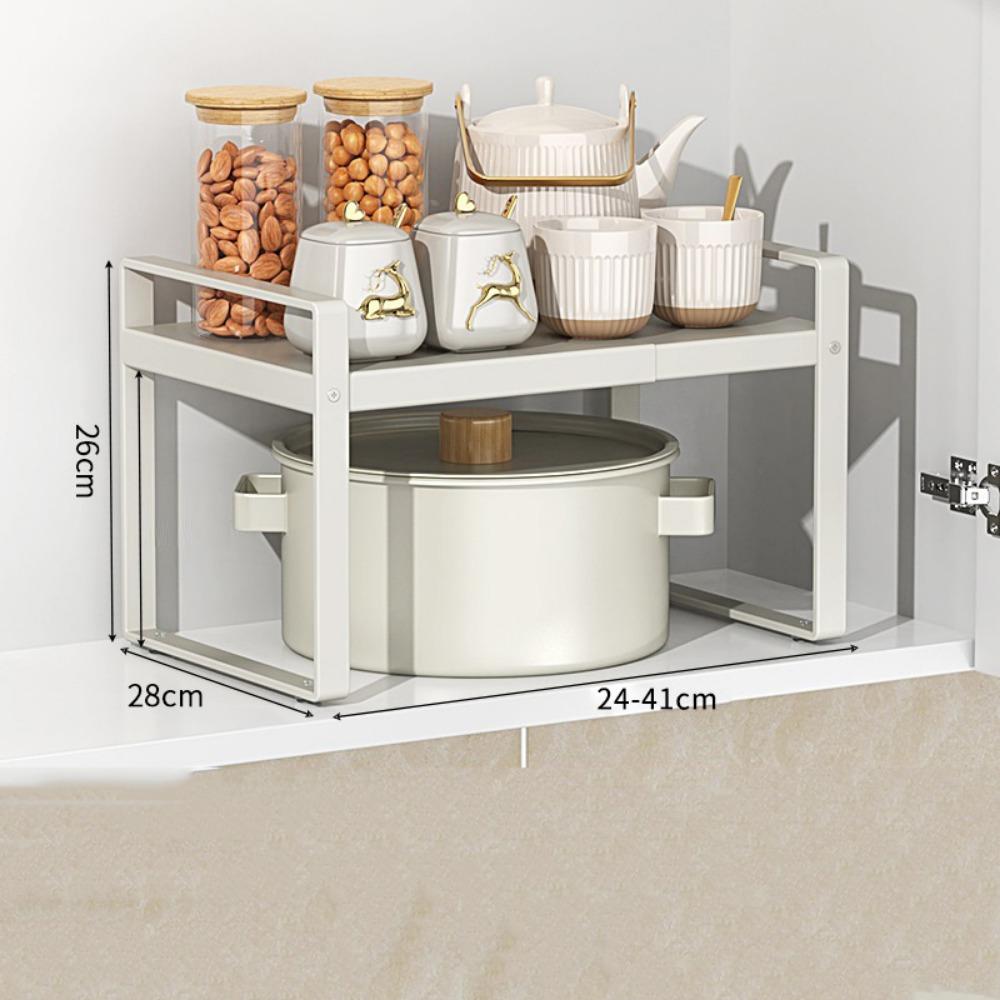 Expandable Adjustable Kitchen Organizer Space Saving Retractable Cabinet Shelf  Cabinet Internal