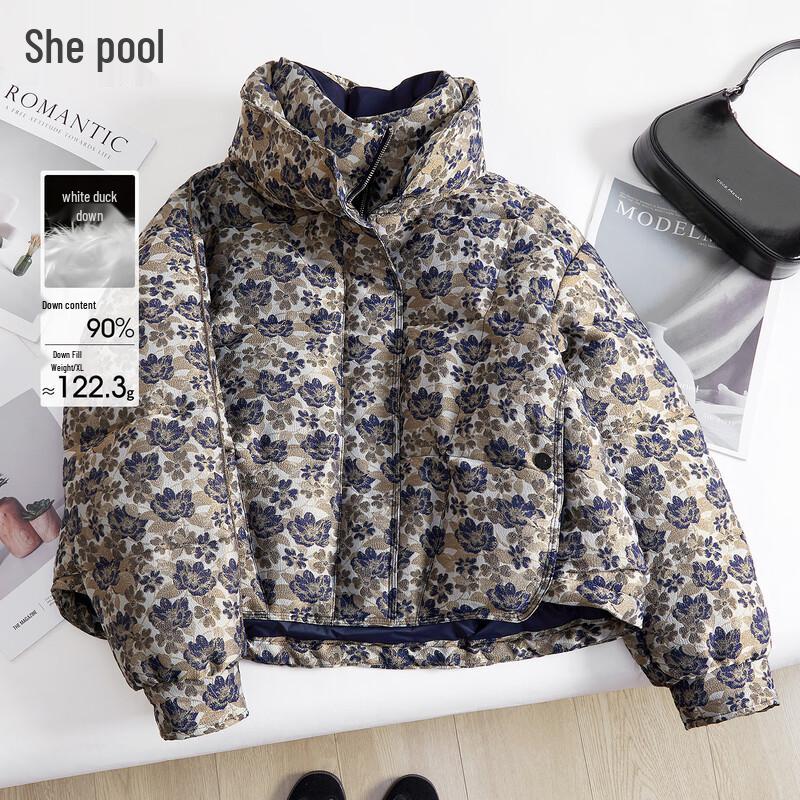 

Women s Jacquard 90% Down Short Stand-Up Collar Jacket S