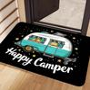 Contemporary Happy Camper Welcome Mat Elegant Camping RV Theme Door Mat Luxury Outdoor Floor Rug Entryway Decoration