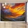 Home Decor Tapestry Golden Clouds Covering Mountains Landscape Art Tapestry Polyester Fabric Bedroom Living Room Decor