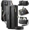 Compatible For iPhone 12 Mini 5.4 Inch Case CASEME C39 RFID Zipper Wallet Stand Leather Cover with Strap