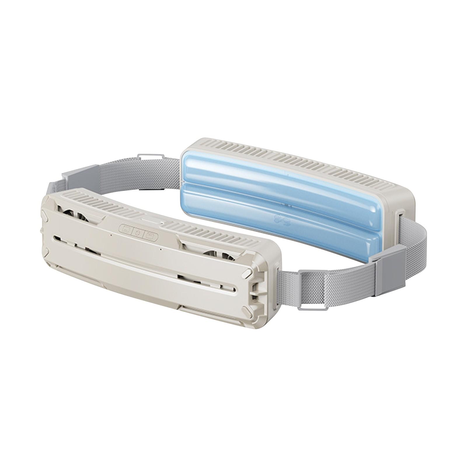 

Носимый поясной вентилятор, Вентилятор для тела с несколькими, Охлаждение льдом PCM, 3 регулируемые скорости, Ледяной компресс и Низкий уровень шума One Size белый