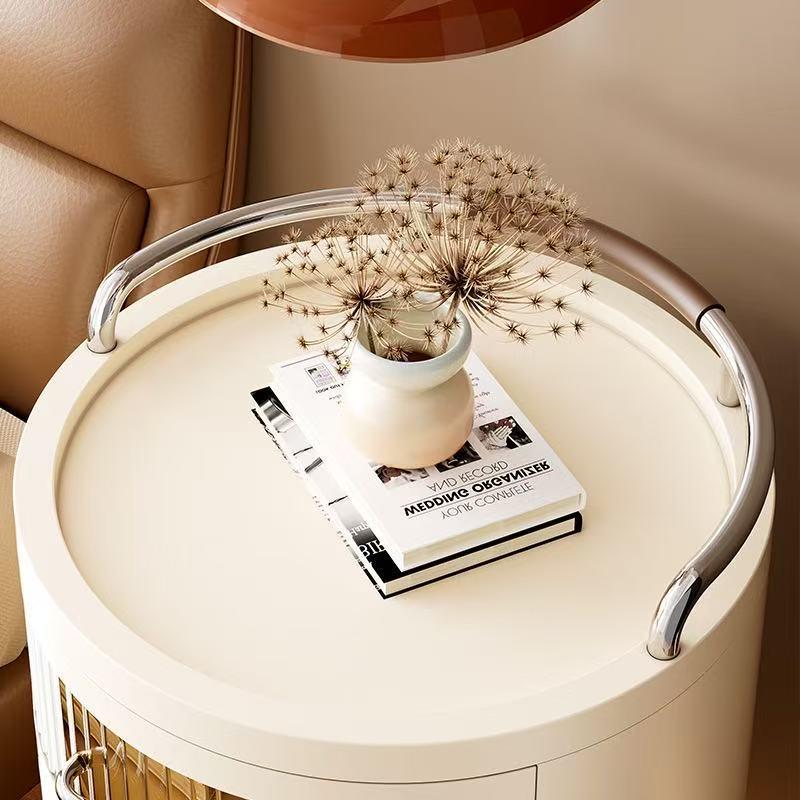 Round Storage Cabinet with Shelves and Drawers