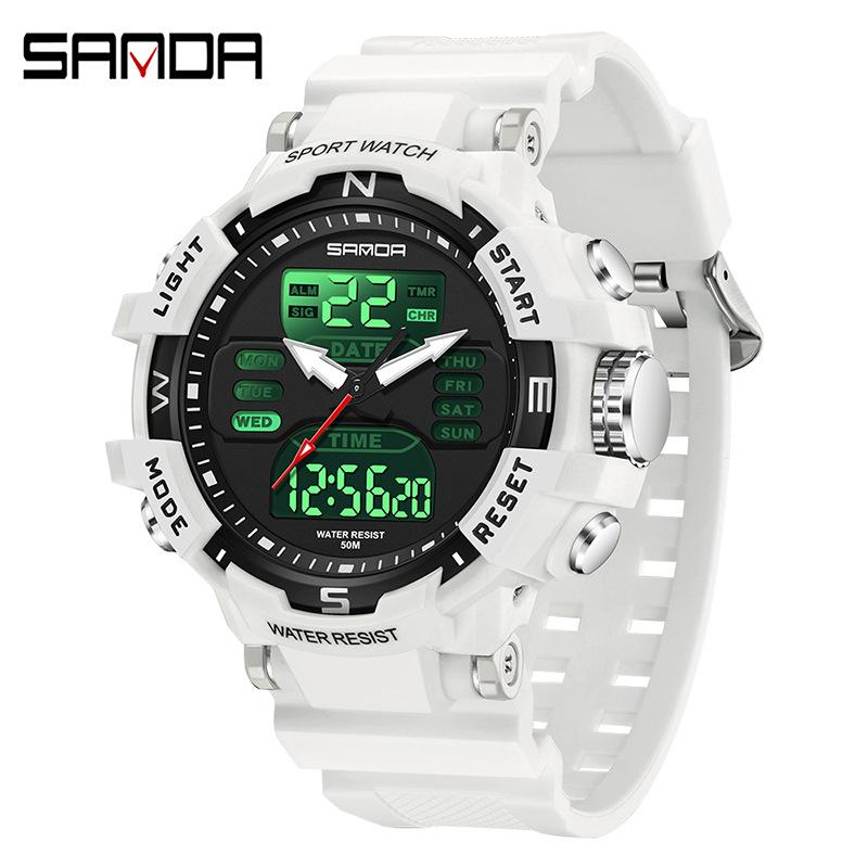 Часы SANDA Спортивные уличные Водонепроницаемые Многофункциональные Светящиеся Будильник — фото 18