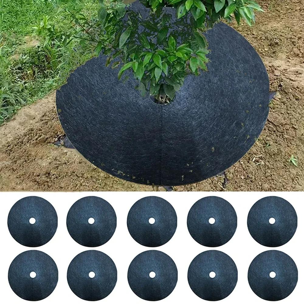 Non-Woven Tree Mulch Ring Weeding Barrier, Protector Mat, Plant Cover, Anti Grass, Gardening Fabric Weed Control, 15cm-52cm