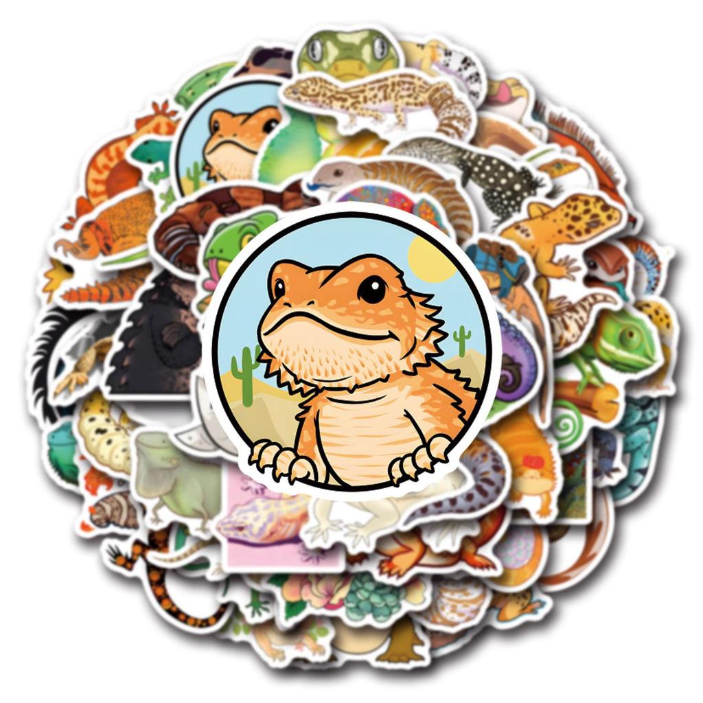 55 Cartoon Lizard Graffiti Stickers for DIY Decor - Cute Decals for Water Bottles & Suitcases