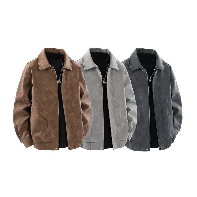Autumn and Winter New American Retro Loose Leather Jacket PU Leather Jacket Waterproof Motorcycle Suit for Men and Women