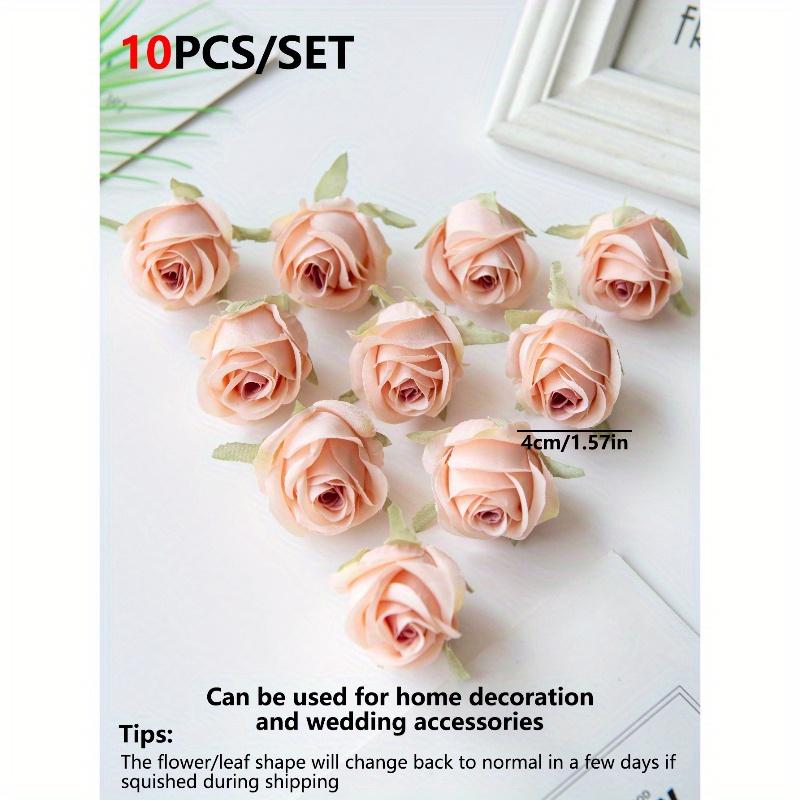 10PCS Artificial Rose Head and Bud Wedding Decoration Bride Wrist Flower Hand Holding Flower Head Flower Material DIY Valentine'S Day Gift Wedding