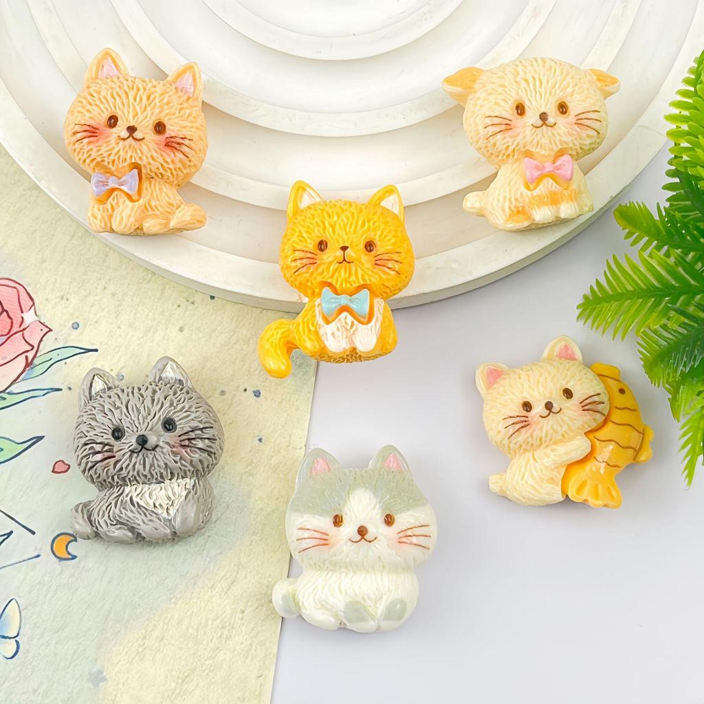 Cartoon Cat Resin DIY Accessories: Hair Clip, Keychain, Phone Case, Magnet, Shoe Buckle, Ornament