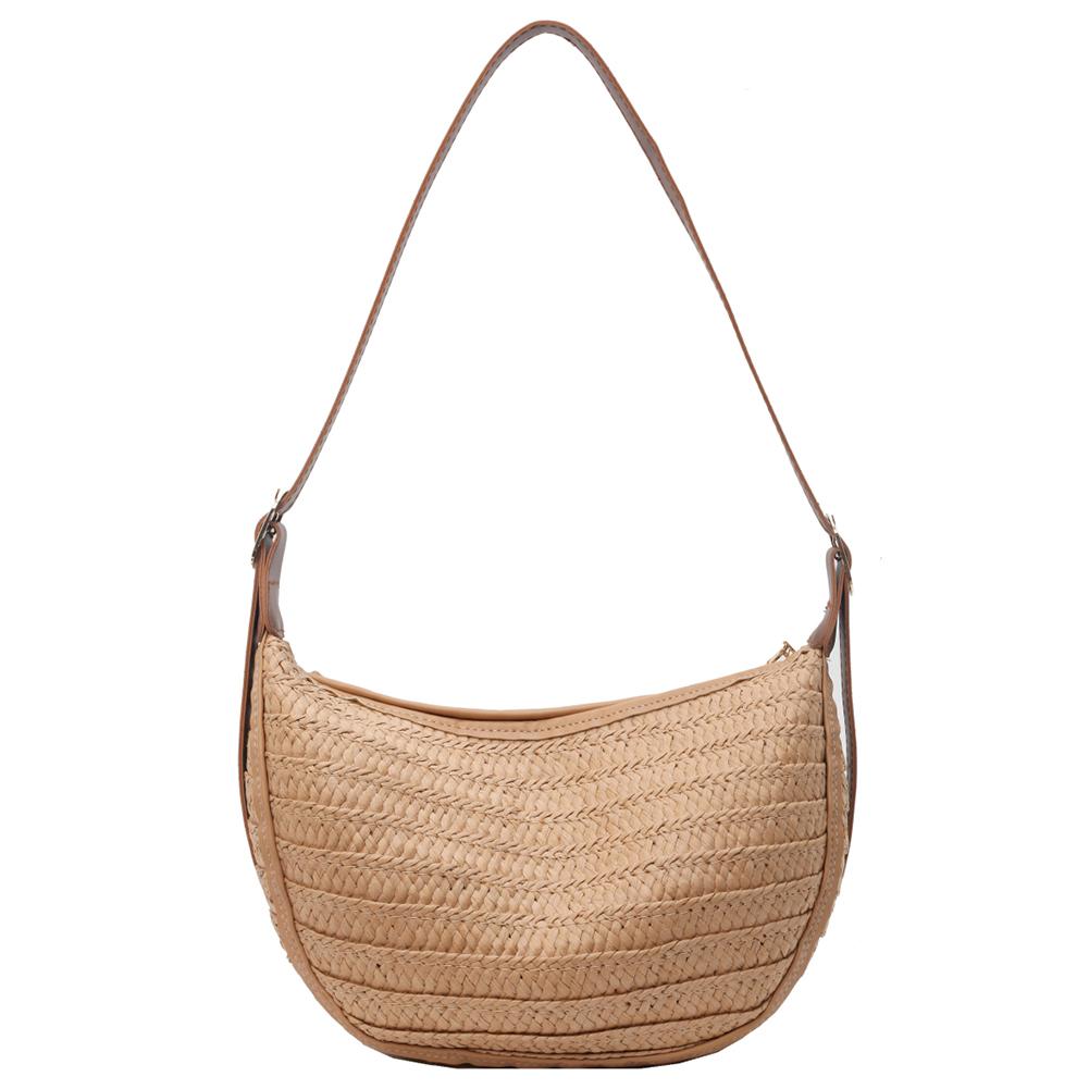 Summer Straw Bag for Women Trendy Woven Straw Shoulder Bags Casual Tote Crossbody Bag Raffia Hobo Beach Bag Rattan Totes Handbag