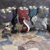 Gothic Dragon Wine Goblet Set Medieval Style Stainless Steel Lined Cup with Cross and Red Gem Perfect for Fantasy Lovers