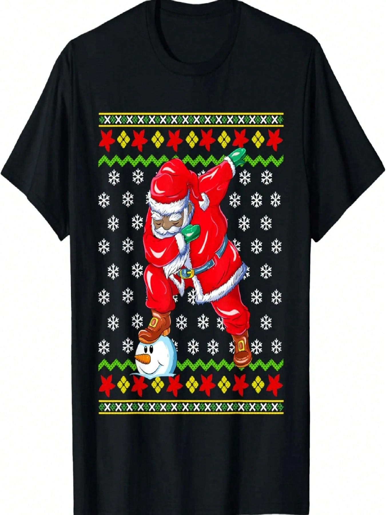 African American Mrs Claus Black Christmas Graphic T-Shirt S разноцветный