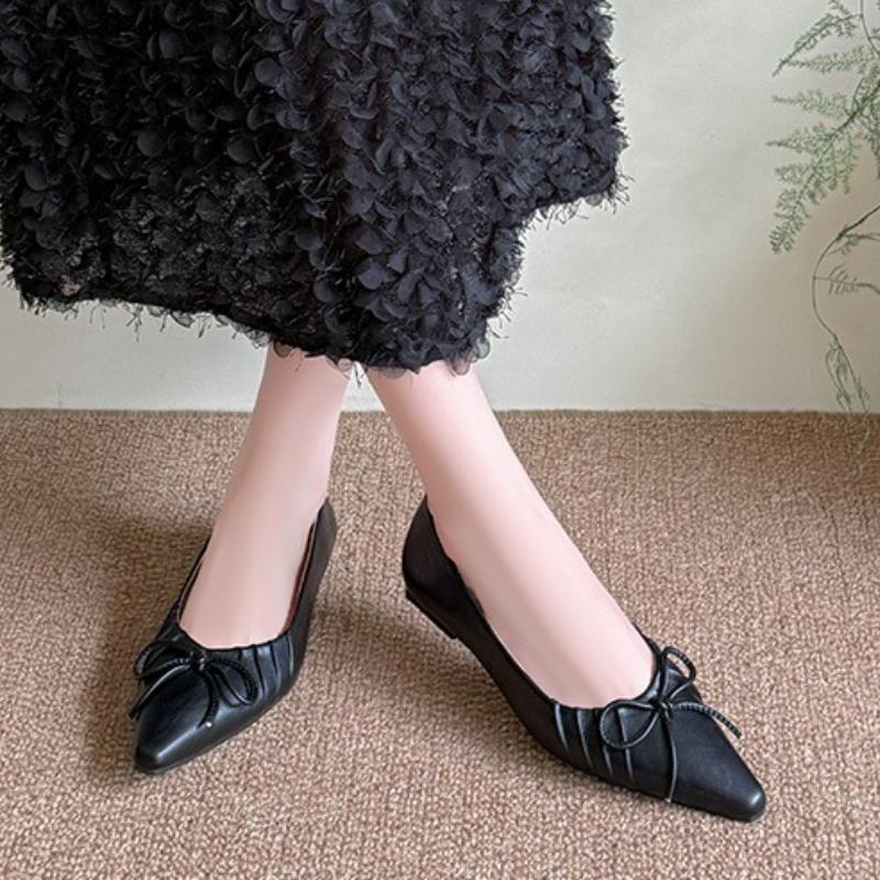 Fashion New 2025 Fashion Pointed Toe Women Flats with Shoes Soft Butterfly-Knot Female Slip On Footwear Shallow Ladies Flats Shoes