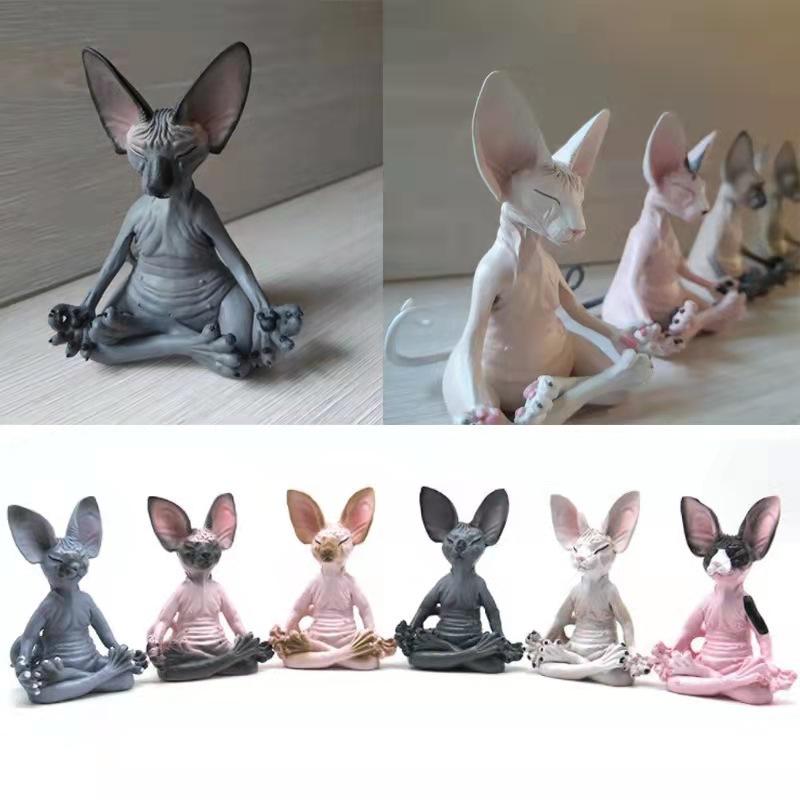 Hairless Cat Meditation Resin Ornament Creative Table Decoration Crafts Buddhist Meditation Home Creative Accessories Wholesale