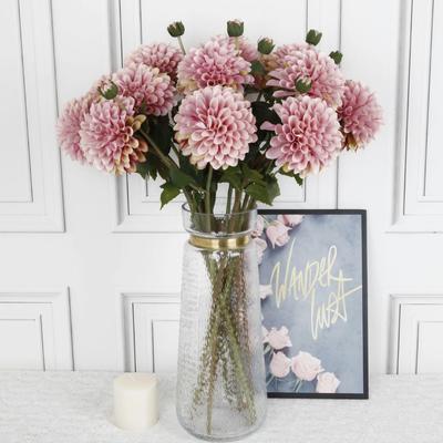 5Pcs Artificial 2heads Dahlia Chrysanthemum Silk Flower for Home Decoration Wedding Flower Arrangement Party Fake Dahlia Floral