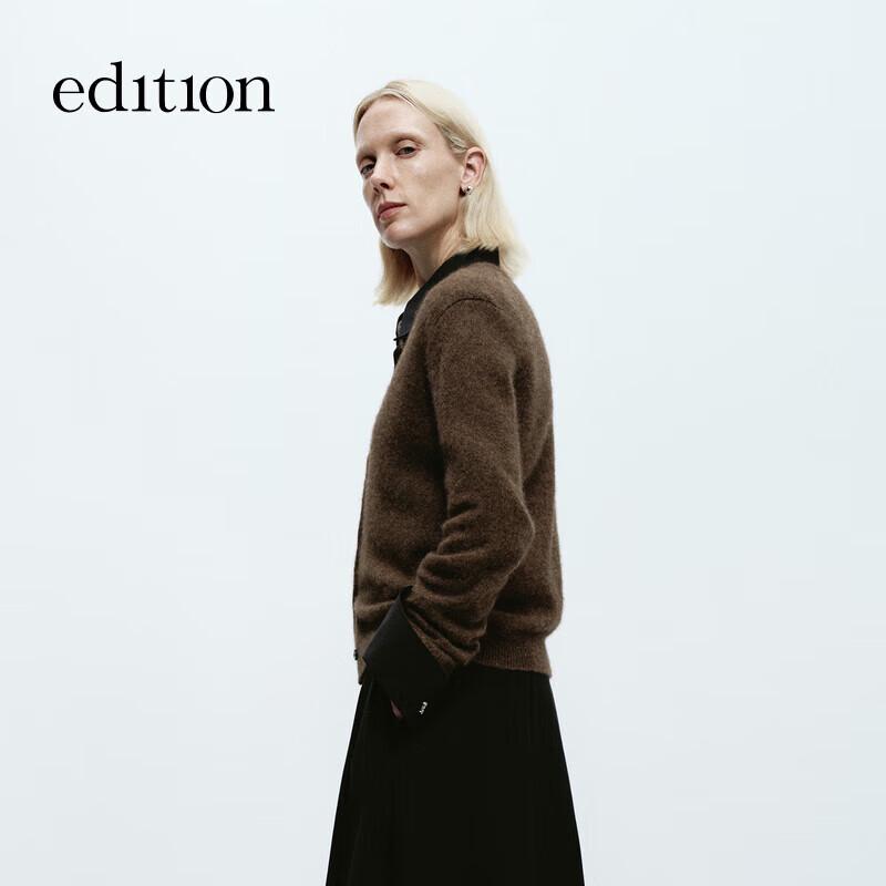 Edition Women's V-Neck Camel Yak Blend Cardigan