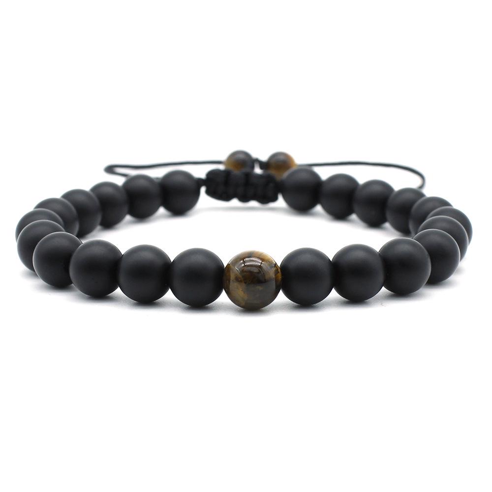 8mm Tiger Eye White Pine Adjustable Bracelet