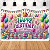2D Happy Birthday Banner Backdrop Pastel Balloon Gift Box Party Decoration Prop