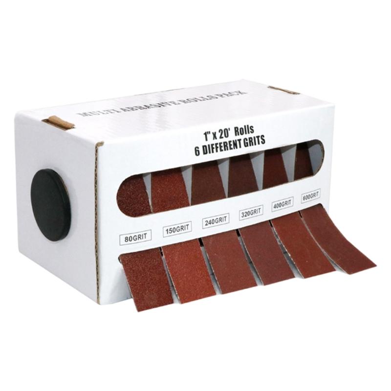 4/5/6 Grits Long Abrasive Sand Paper Rolls Variety Pack with Dispenser Drawable Emery for Woodworking