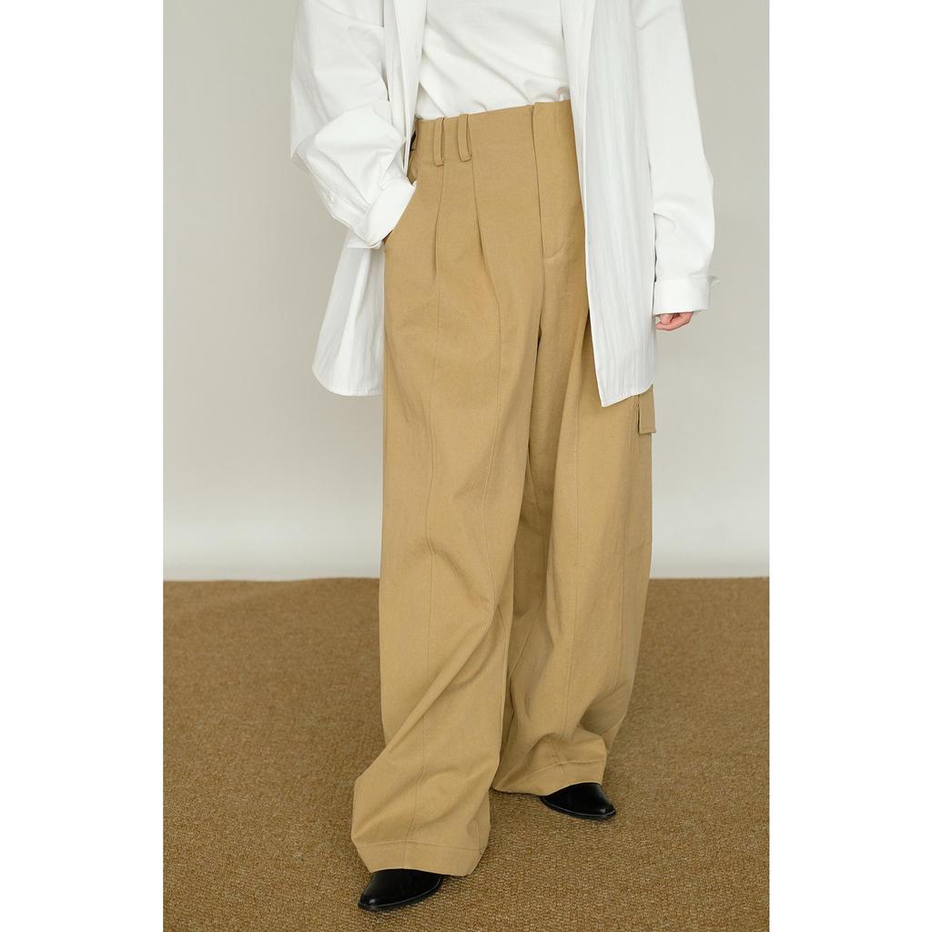 Women's Spring Drape Twill Tencel Cotton Wide-Leg Elastic Waist Pants - Versatile Workwear and Casual Slim Trousers