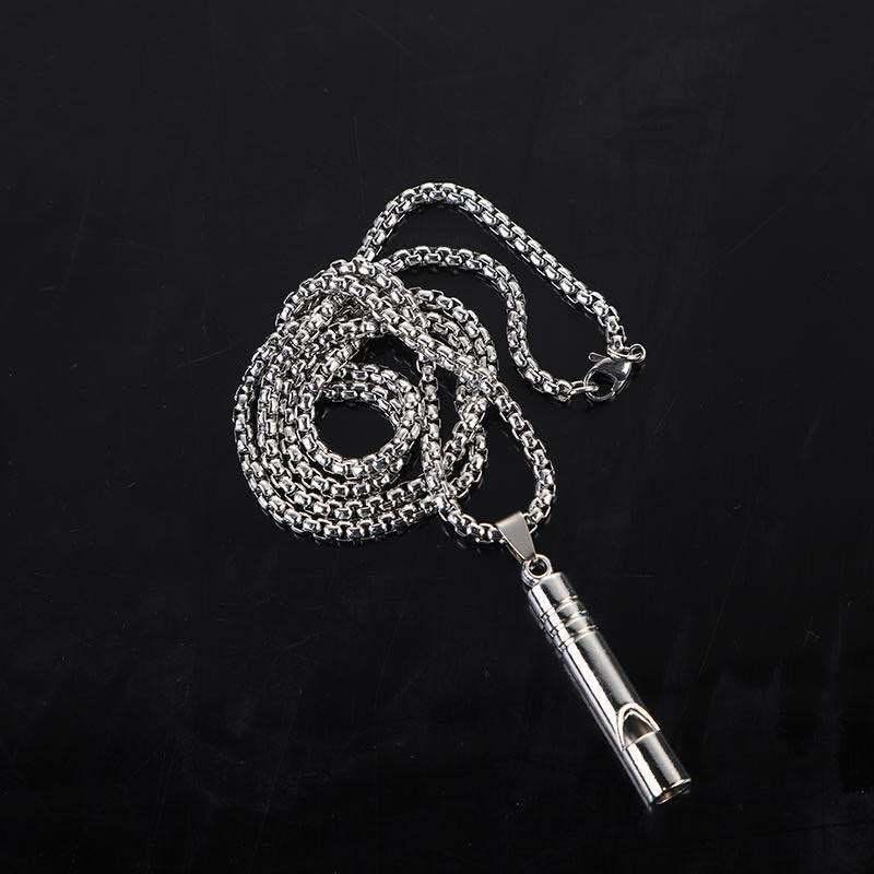 Whistle Necklace Pendant Emergency Survival Whistle Outdoor Hiking Camping Necklaces Stainless Steel Punk Whistle