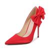 Pointed Bow Stiletto Single Shoes Satin High Heels Socialite Victoria Women's Shoes