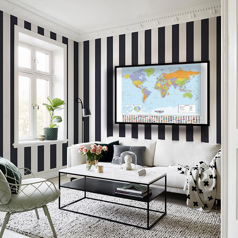 1pcs Retro World Map for Education and Culture Non-woven Spray Painting Home Decoration School Supplies Without Frame