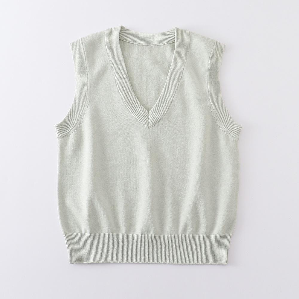 Fashion Comfortable Basic Pullover Sweater Uniform Undershirt Undershirt Sleeveless Thin Solid Color Female Student Knitwear