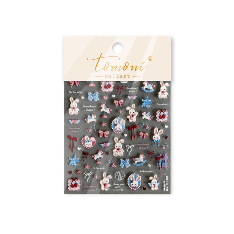 Tomoni Cute Cartoon Nail Art Stickers: Rabbit, Bear & Star Designs
