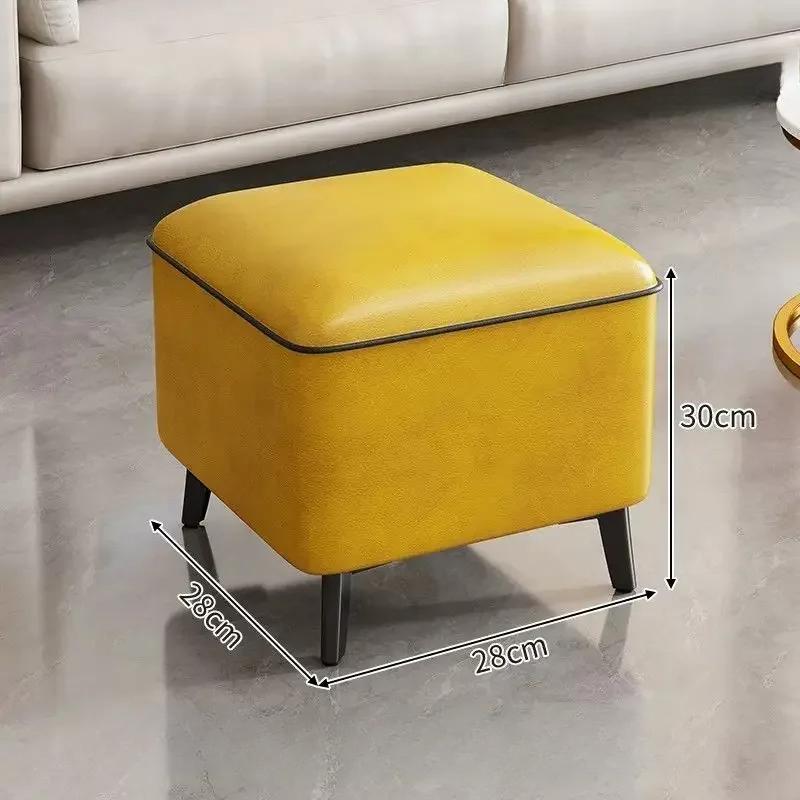 Stolička Domácí lehká luxusní nízká stolička Dveřní boty Převlékací stolička Čtvercová stolička Obývací pokoj Pohovka Boční lavice Kožené taburetky Pouf