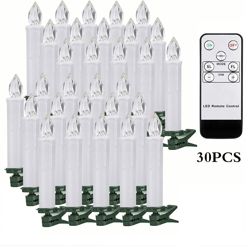 LED Flickering Flames Candles with Timer Remote, Christmas Tree Candle, Battery Operated, New Year Decoration, Home decor Candle