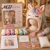 Halloween Cosplay Hat Kit Fantasy Hood Crochet Kit, Cute Animal DIY Dragon Unicorn Making Supplies Skull Earflap Craft for Adults, Handmade