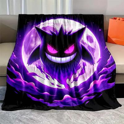 Japanese Anime Gengar Cartoon Flannel Blanket Figures Home Sofa Lunch Break Blanket Children Student Christmas Kids Gift
