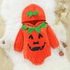 Baby Halloween Pumpkin Long-Sleeve Romper with Snap Crotch