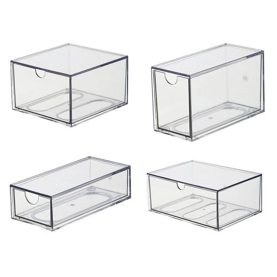 Akrylowe Pudełko do Przechowywania Przezroczysty Organizer z Szufladami Pyłoszczelny Organizer na Kosmetyki Okulary Herbata Kawa Artykuły Biurowe Pojemnik do Przechowywania na Biurko