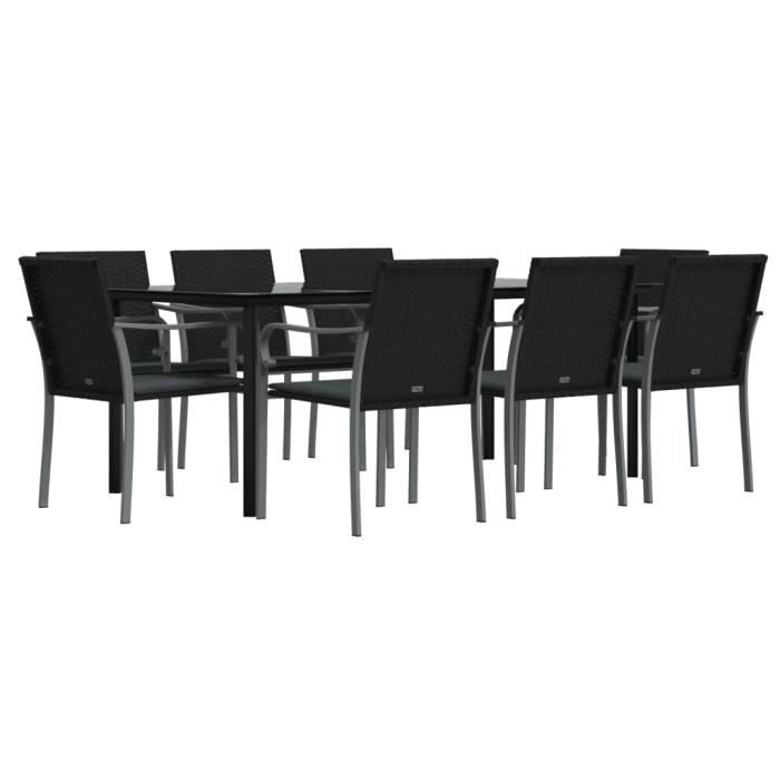 VidaXL Ensemble à manger de jardin 9 pcs coussins résine tressée acier 3186968