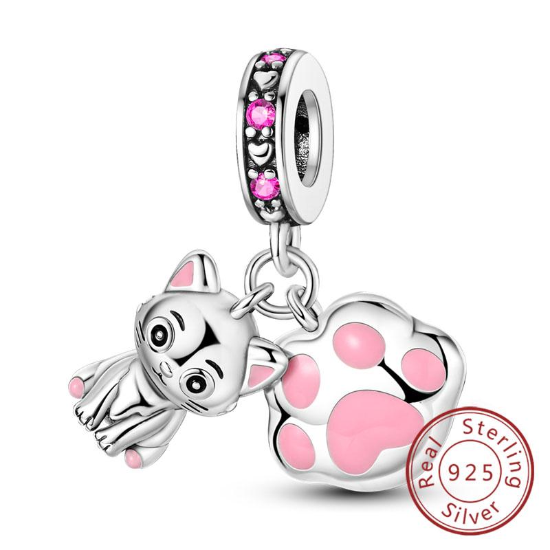 Fit Original Copper Charm Beads Cute Animal Puppy Dog Cat For Bracelet Diy Women Fine Jewelry Making