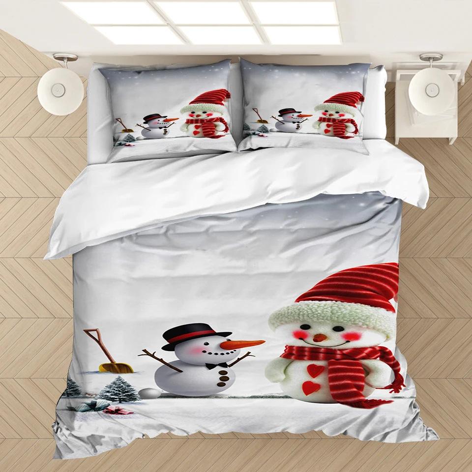 Weihnachts-Bettbezug Cartoon-Druck Bettwäsche-Set Mikrofaser Cartoon-Deckenbezug Mit Kissenbezügen Kindergeschenk