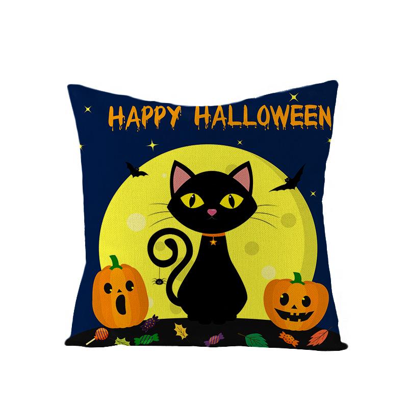 Halloween Pillowcase New Pumpkin Black Cat Series Sofa Cushion Waist Pillowcase Home