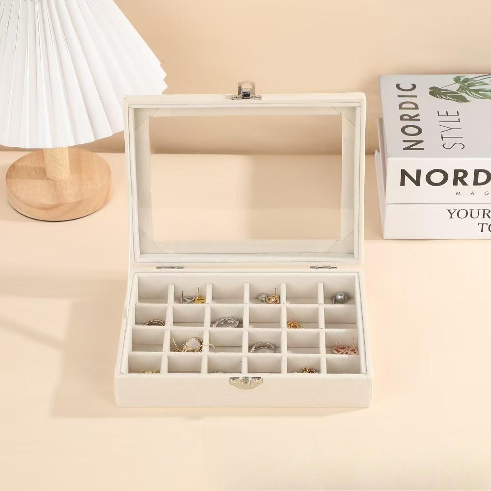 24-grid Large-capacity Jewelry Box, Flannelette Jewelry Box, Storage Box for Rings, Necklaces, Jewelry and Earrings