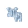 Happy Bear Girls' Summer Cotton Short-Sleeve Set