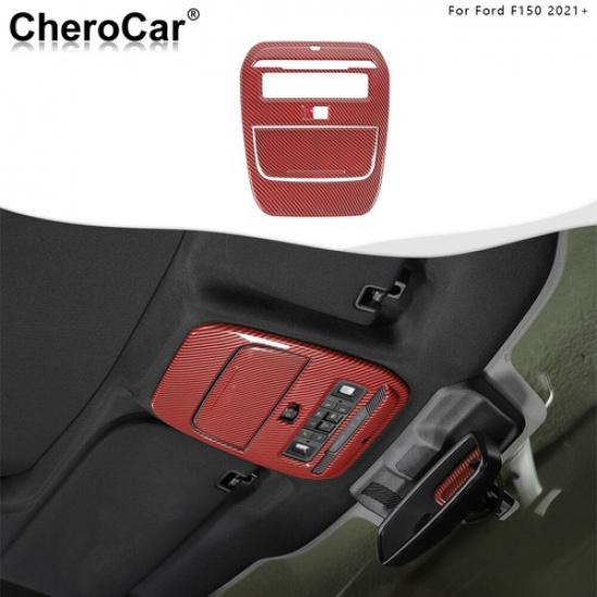 Red Carbon Fiber Reading Light Panel Front Lamp Trim Cover for Ford F150 -22