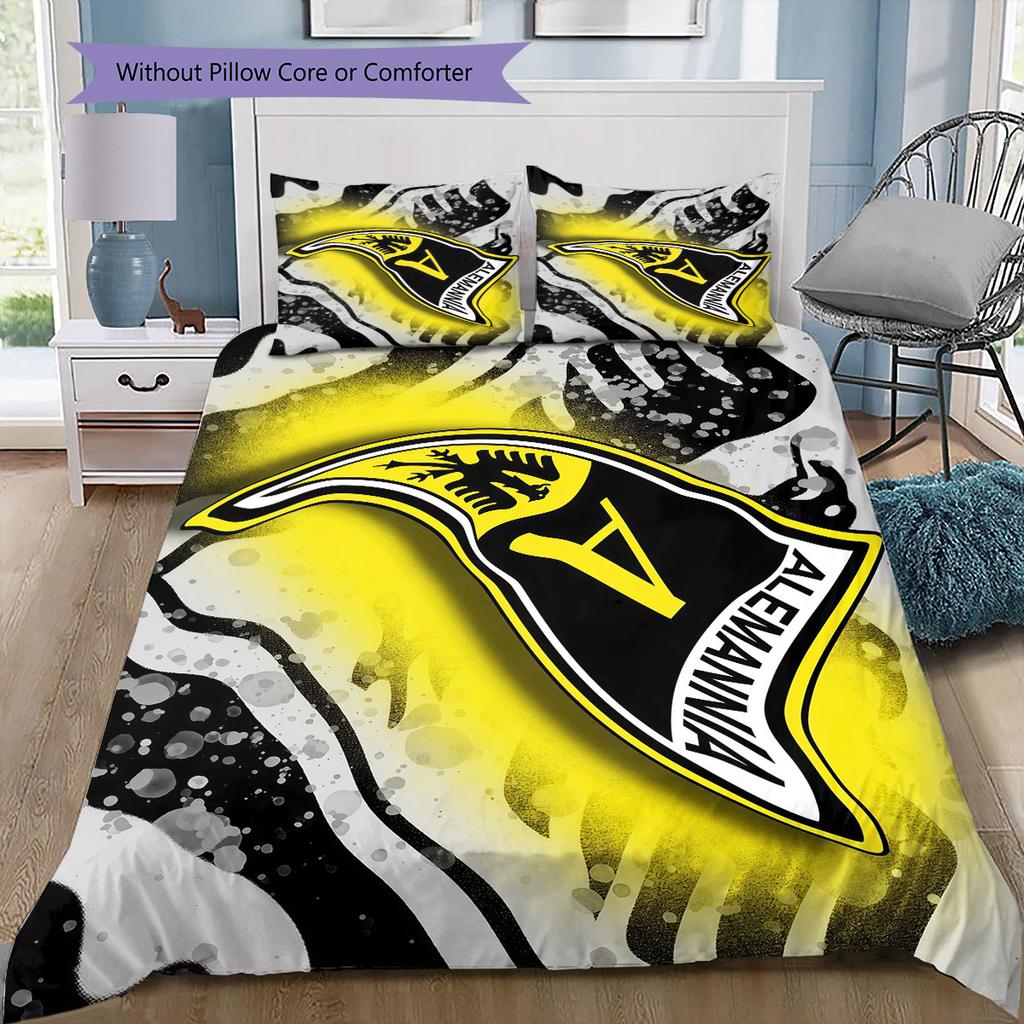 Alemannia Aachen Pattern Bedding Home Decoration Birthday Gift ( 1 duvet cover + 2 pillowcase, without core),fan merchandise.