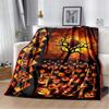 Halloween Terrifying Pumpkin Surprise Soft Blanket Home Room Sofa Bed Warm Travel Picnic Leisure Office Oversized Gift Blanket