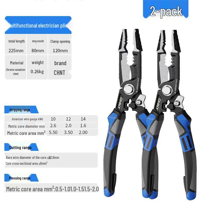 Electrician's Multi-Functional Wire Stripper, Connector Crimper & Cable Cutter Pliers