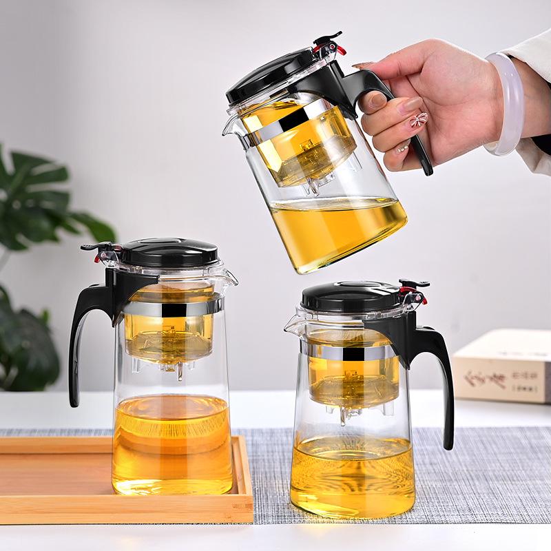 Flowing Glass Tea Set: Heat-Resistant, Logo-Printable for Tea and Water Separation
