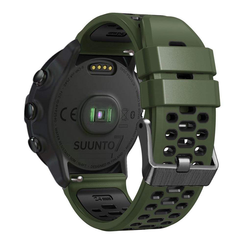 For Suunto 7/9/9 Baro Dual-color Silicone Watch Band 24mm Multi-hole Design Quick Release Wristband Strap