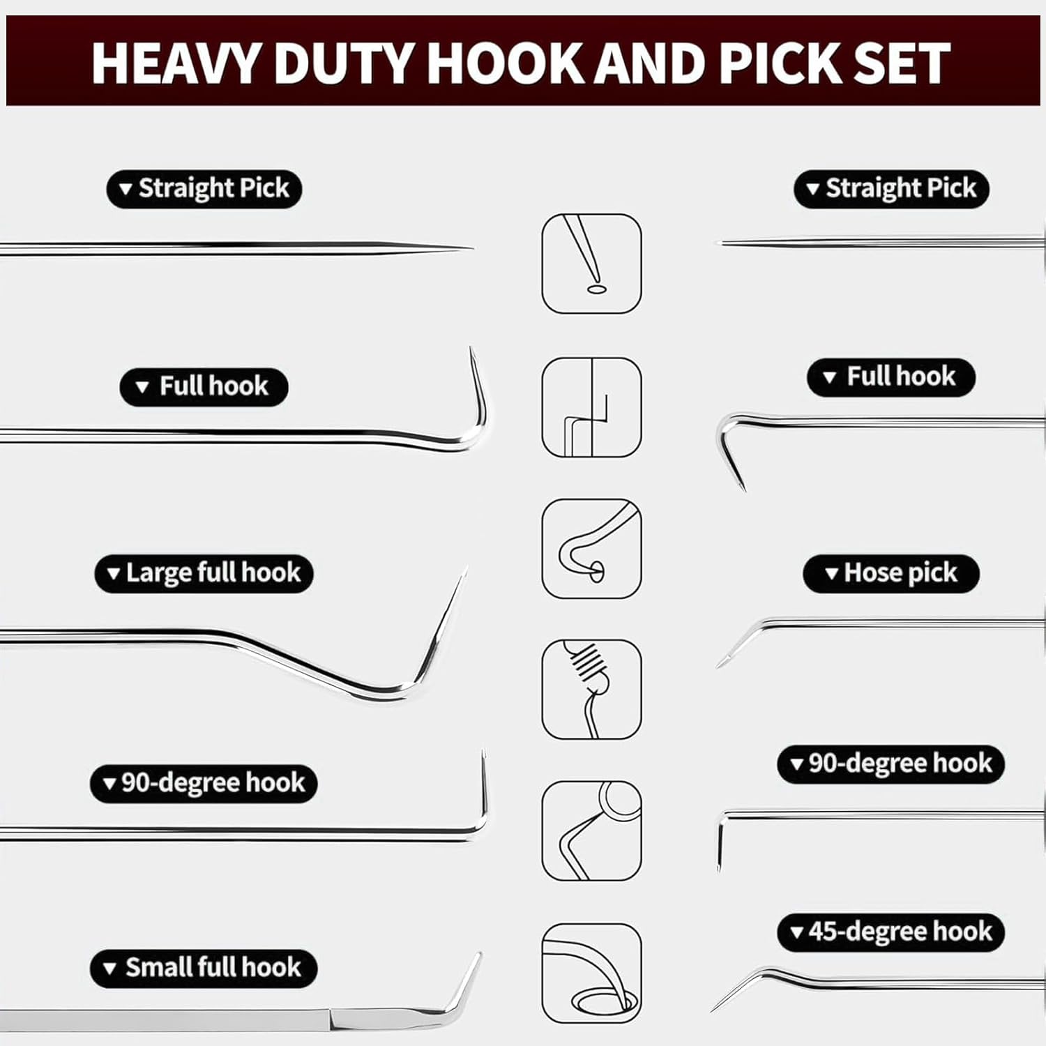 Набор из 10 шт. крючков и съемников, Прецизионный набор автомобильных крючков, Набор инструментов-крючков Автомобильный съемник масляных уплотнений/уплотнительных колец/прокладок, Мини-крючки